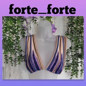 NWT Forte Fortestriped-knit tied triangle top